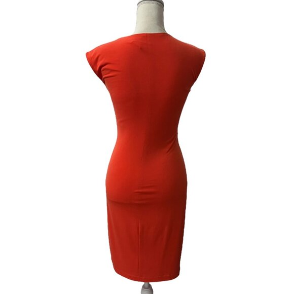 Cache Orange Office Siren Sleeveless Faux Wrap Dress With Gold Accent Si… - Picture 6 of 11